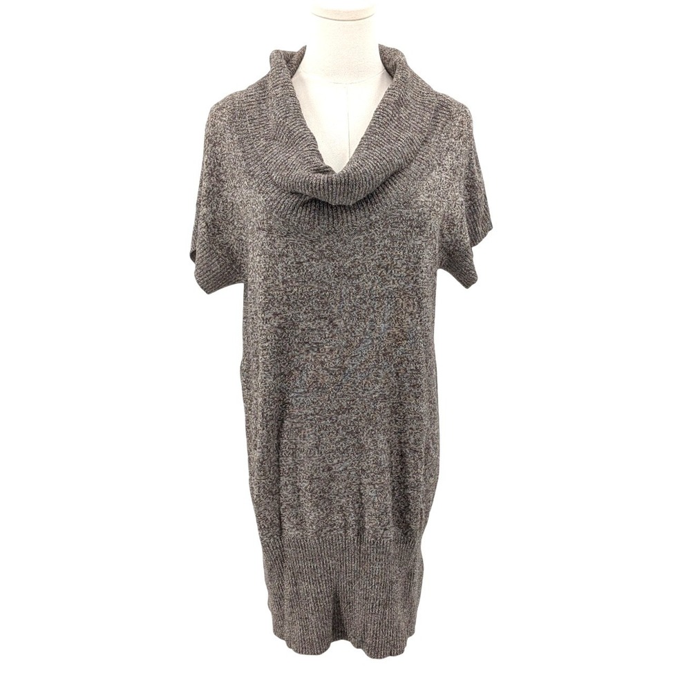 Cowl Neck Sweater Dress Tunic Cozy Minimalist Short Sleeve XL‎